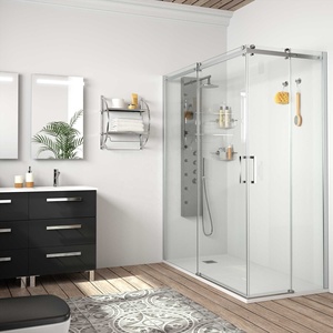 Set Tenda <span class=keywords><strong>Doccia</strong></span> per Bagno con Cabina <span class=keywords><strong>Doccia</strong></span> a Vapore, Modello Caravan, Design con Cerniere Senza Telaio, Parti di Ricambio Gratuite 3D - Product Image 3