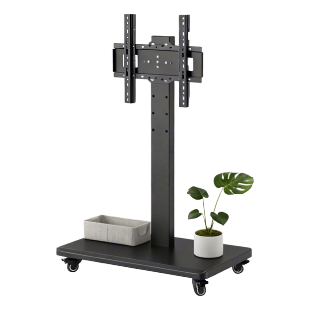 Motorized Modern Heavy Duty Steel CE Certified TV Floor Stand Adjustable Height Swivel Wheels Home Office 55 Inches 400x400 VESA