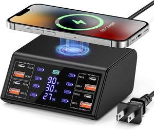 <span class=keywords><strong>Chargeur</strong></span> sans fil multifonction Haute puissance 100W 8 ports <span class=keywords><strong>Multi</strong></span>-<span class=keywords><strong>USB</strong></span> Type <span class=keywords><strong>C</strong></span> <span class=keywords><strong>Chargeur</strong></span> sans fil pour différentes marques - Product Image 1