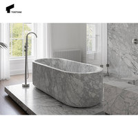 Tostone Carrara série baignoires en pierre de marbre naturel autoportantes blanches pour décoration intérieure élégante de salle de bain d'hôtel à la maison