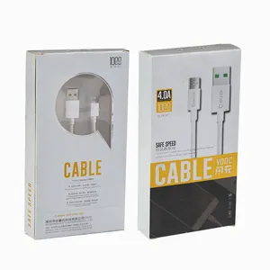 Caja de embalaje para cable de datos usb, productos electrónicos personalizados de papel con ventana de pvc