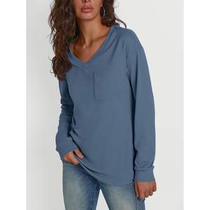 Tops de manga larga para mujer Queen personalizados, camisas informales, ropa con cuello en V, ropa de moda de otoño, bolsillo XL suelto para uso en la oficina - Product Image 4