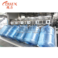 Machine de remplissage automatique de bouteilles d'eau de 5 gallons, 300-600 BPH, décapsuleuse, brosseuse, capsuleuse en acier inoxydable, prix usine