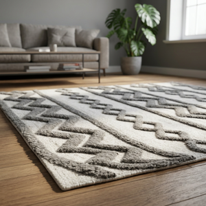 Tapis compact en laine tufté à la main, motif artistique, carré, fait main, pour salle de bain, maison, bureau, usage intérieur décoratif, Inde - Product Image 5