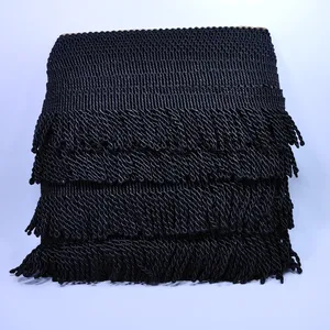 Wholesale 6CM Black Color Black wire trimming tassel fringe for Hometextile