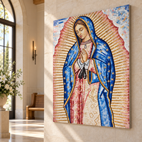 Mosaïque murale personnalisée de la Vierge Marie - Art mural en mosaïque de verre taillée à la main, représentant la Vierge de Guadalupe, pour la décoration d'autel d'église