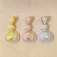 Pendentif Sac d'argent Dollar Hip Hop Personnalisé Plaqué Or Argent S925 Moissanite Iced Out pour Hommes Femmes Vente en Gros