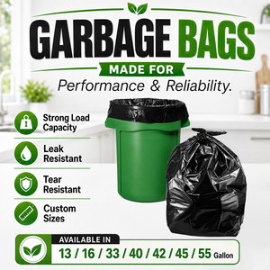 Heavy Duty Disposable Black Biodegradable Recyclable Recycled HDPE 50*70cm Side Gusset Gravure Printed Custom Logo High <b>Bag</b> - Product Image 1