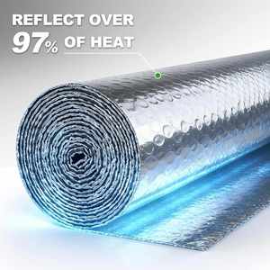 Aluminum Foil Air Bubble Film Insulation 48" X 10 Ft Roll for Summer Heat & RV <b>Window</b> Use - Product Image 2