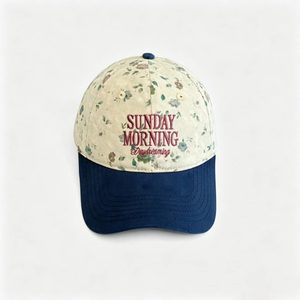 Casquette de baseball vintage à fleurs brodée, casquette snapback bicolore, casquette en coton vieilli rétro pour la protection solaire estivale - Product Image 3