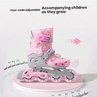 Patins à roulettes pour enfants débutants, roues lumineuses, pour filles et garçons, ensemble complet, monobloc, roues en PU, tissu en maille