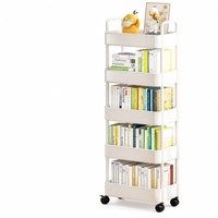 Chariot de rangement étroit à 5 niveaux avec roulettes pour cuisine, salle de bain, buanderie, chariot utilitaire domestique
