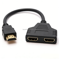 Cable Divisor HDTV 1 a 2, Chapado en Oro, Revestimiento de PVC, Cable de Extensión Macho a Hembra para Monitor de Computadora, Proyector, Reproductor de DVD, 1080P