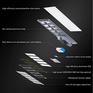 Đèn đường năng lượng mặt trời tích hợp ngoài trời chống nước IP65 bằng nhôm tùy chỉnh nhà máy 300w 400w 500w tất cả trong một đèn LED năng lượng mặt trời - Product Image 3