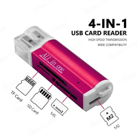 Lector de tarjetas múltiple 4 en 1 USB 2.0 externo de aleación de aluminio para SD/SDHC/SDXC TF MS/MS PRO XD M2 MMC/RS MMC