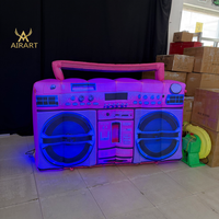 Modèle de radio rétro gonflable personnalisé avec lumière LED intégrée pour la décoration de fête DJ, décoration de fête à thème, gonflables pour événements