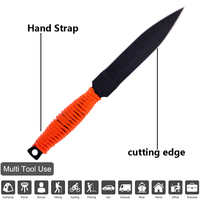 Couteau de survie, de camping, de chasse et de bushcraft à lame droite en acier inoxydable noir personnalisé, qualité DIY, avec cordon, OEM