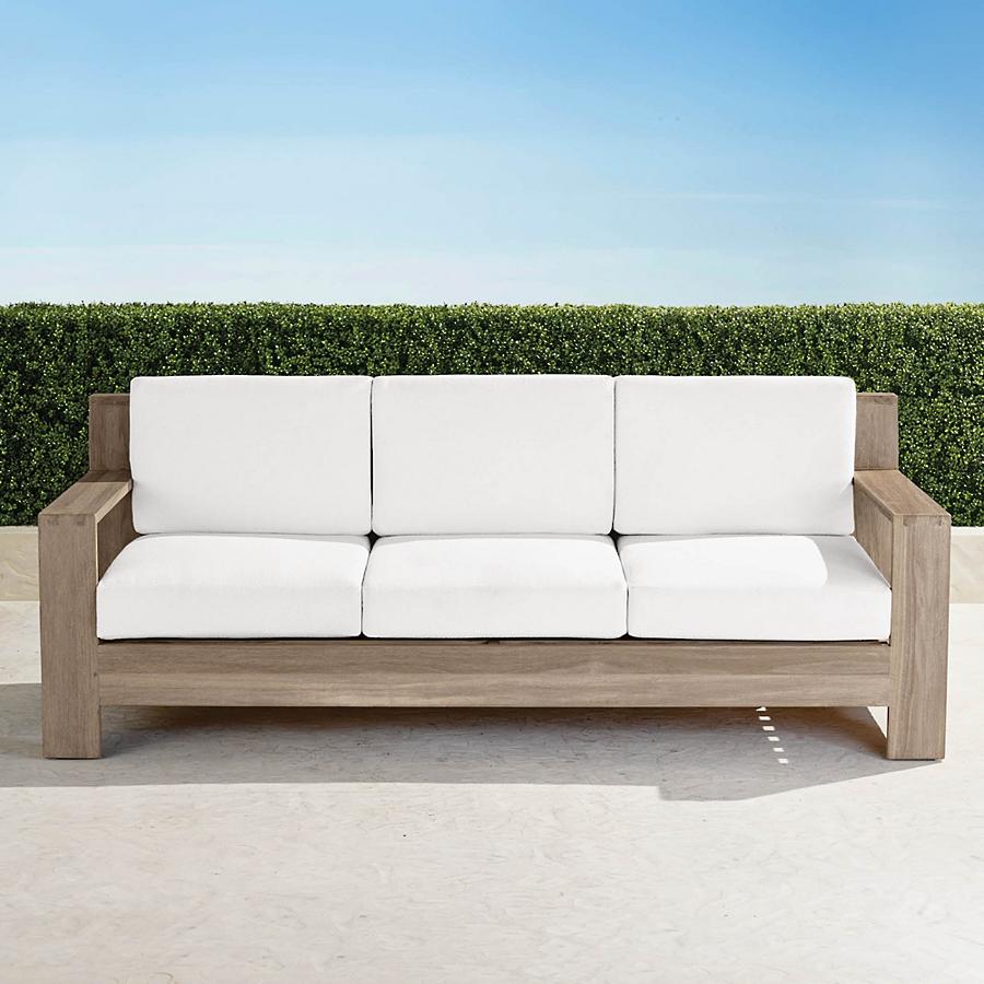 Waterproof modern weathered wooden sofa set home and garden teak furniture outdoor with cushion