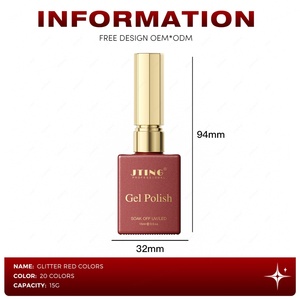 JTING Nail Art <b>Glitter</b> <b>Red</b> Colors Gel Polish 20colors <b>Glitter</b> <b>Red</b> Collection Gel Nail Polish OEM/ODM Hema Free Tpo Free - Product Image 2