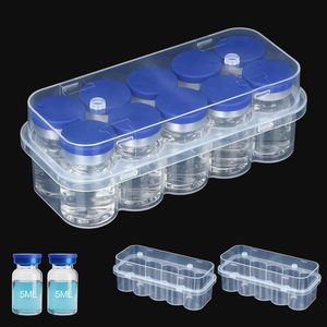 Boîte de rangement portable en plastique PP transparent aseptique pour 2 flacons de 10 ml, pour peptides et poudres lyophilisées, vente en gros - Product Image 1