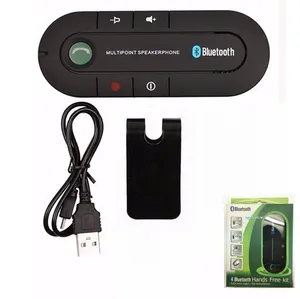 Bluetooth Handsfree Car Kit Wireless Bluetooth Speaker Phone MP3 Music Player Sun Visor Clip Speakerphone with Car Charger