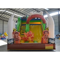 Toboggan gonflable à double voie sur le thème des dinosaures de la jungle, de qualité commerciale, en PVC, pour enfants