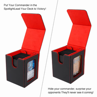 Boîte de rangement pour cartes TCG Commander 2024 avec fenêtre, en cuir PU, 2 séparateurs, 1 Toploader, capacité de 100 cartes à double pochette
