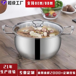 Soup <b>Pot</b> Stainless Steel Thickened Double Handle <b>Induction</b> Compatible Multi Layer Bottom European Style - Product Image 2