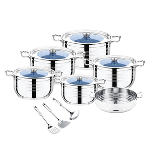 Funite Chất lượng cao thép không gỉ Nồi bếp với kính nắp 14 cái <span class=keywords><strong>Cookware</strong></span> Set - Product Image 1