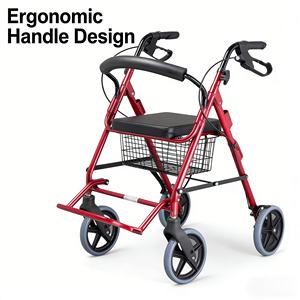 CA871 Deambulatore per Anziani, Ausilio per la Riabilitazione, Dispositivo Manuale Portatile a Forma di U con Freni, Rollator in Alluminio - Product Image 6