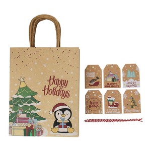 12 bolsas de papel de regalo de Navidad marrón Kraft con asa Goodie Kraft fiesta Favor bolsas de dulces para vacaciones bolsas de regalo de Navidad - Product Image 6