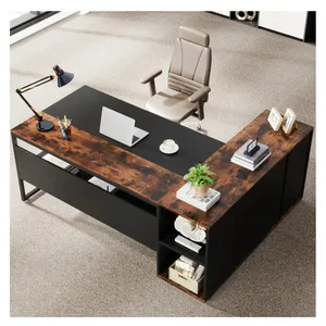 Bàn giám đốc phong cách điều hành với tủ lưu trữ bên trái và bề mặt làm việc rộng rãi cho văn phòng công ty - Product Image 3