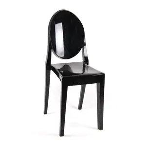 Sedia in plastica nera con schienale semplice sedia da pranzo per PC fantasma per ristorante evento di nozze
