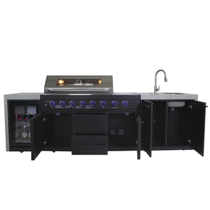 Gril à gaz BBQ en acier inoxydable à 8 brûleurs enduit de poudre pour les fêtes de cuisine barbecue en plein air avec cuisinière latérale - Product Image 2