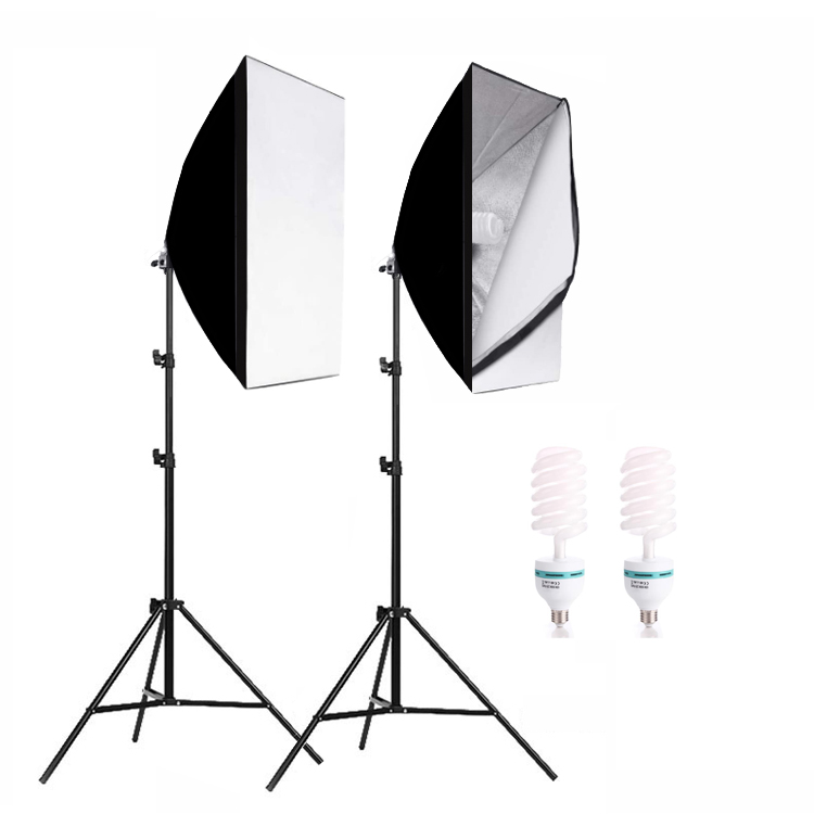 (boîte à lumière + trépied 2m + lumière 5500K) * 2