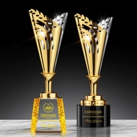 Trophées en cristal de verre avec étoiles en métal de haute qualité ADL, avec logo personnalisé, mots honorants, cadeau artisanal en cristal pour les entreprises