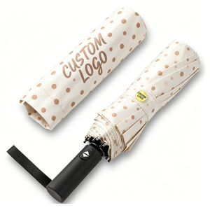 Paraguas Plegable Automático de 3 Pliegues y 8 Varillas con Diseño de Puntos Ondulados, Logotipo Personalizado, Resistente al <span class=keywords><strong>Viento</strong></span>, Impermeable y con Protección UV, para Viajes y Lluvia, Diseño Moderno - Product Image 1