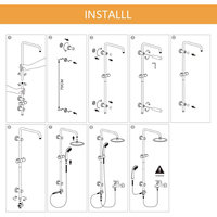 SANIPRO 8 pouces pluie Top Spray 3 Modes pommeau de douche à main ensemble de système mural en acier inoxydable pour robinets de bain-douche