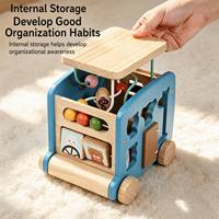 Cubo de Actividades de Madera para Bebés Qiaike, Juguetes Educativos Montessori, Juguete de Aprendizaje, Autobús Multifuncional, Caja de Actividades, Habilidades Motoras Finas para Niños