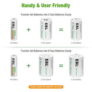 Caja de Pilas EBL Super Power Morada Incluye 12 Pilas AA y 8 Pilas AAA 2 Adaptadores C/D - Product Image 4