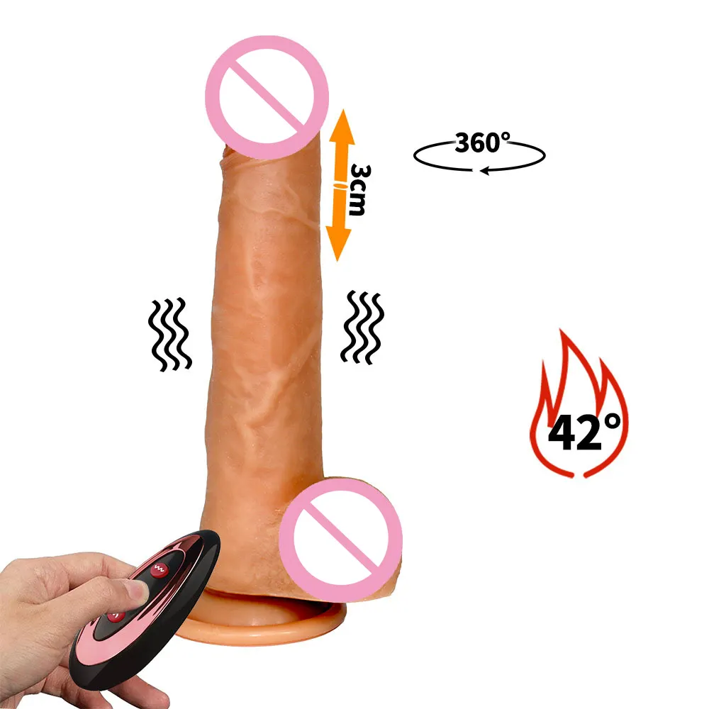 Dildo silikon cair besar kualitas tinggi, Dildo warna daging untuk wanita kuat 9 inci Dildo bergetar teleskopik