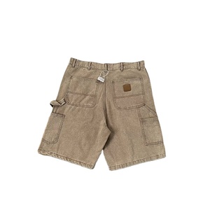 Pantaloncini Cargo da Uomo in Denim Marrone Vintage Streetwear, 100% Cotone, Stile Carpenter, Effetto Distressed, in Twill di Cotone - Offerta Imperdibile - Product Image 1