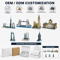Set de Bloques de Construcción de Arquitectura Emblemática Personalizado de 7 Modelos, Juguetes 3D DIY de Construcción Urbana, Exhibición STEM, MOC, OEM, ODM, Marca Privada
