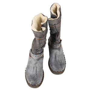 SHOELANDER-Plantilla de masaje negra para mujer, botas Retro de cuero largas con tacón, a la moda - Product Image 5