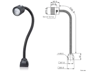 Lâmpada de led flexível ONN-M3W ip65 para trabalho, lâmpada fixável, iluminação da máquina cnc