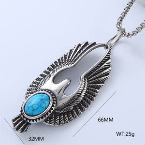 Collar de Acero Inoxidable para Hombre, Estilo Punk, con Colgante de Cabeza de Toro Turquesa Envejecida y Diamantes, Joyería Vintage en Oferta - Product Image 3