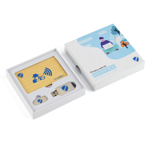 Biểu Tượng Tùy Chỉnh 3 Trong 1 An Ninh Bộ Quà Tặng Ví Ví Không Xúc Gỗ RFID Thẻ Dữ Liệu Khối Webcam Bìa Chặn Công Nghệ Tiện Ích - Product Image 4