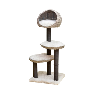 Tempat Tidur sarang hitam abu-abu, bantalan yang dapat dilepas pohon kucing tali gores 4-Level desain Modern - Product Image 1