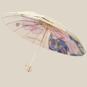 Parapluies manuels pliables en trois sections 190T pour la pluie et le soleil, protection UV UPF 50+, coupe-vent, imperméables, robustes, 100 cm, essentiels de voyage - Product Image 2