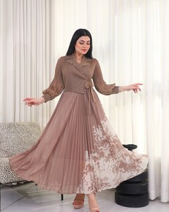 Vestido de Noche Elegante de <span class=keywords><strong>Issey</strong></span> Miyake, Estilo Moderno, Mangas Largas, Plisado, Estampado Floral, Talla Grande para Mujer - Product Image 3